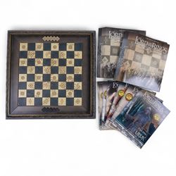 Eaglemoss Lord of the Rings chess set, with board, figural chess pieces, magazines and display cases