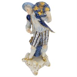 Sitzendorf figure modelled as a shepherdess, together with pair of apple sellers and other continental figures