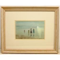 Donald Martin (British 20th century): Figures Paddling in the Sea, watercolour signed 18cm x 29cm 
Provenance: exh. Duncalfe Galleries, Harrogate 1990, label verso