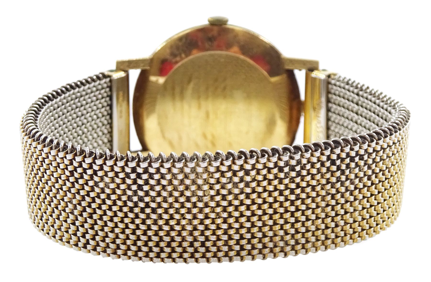 Gerrard gentleman's 9ct gold manual wind wristwatch, silvered dial with baton hour markers, London 1972, on expanding gilt strap, boxed