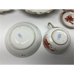 Herend Chinese Bouquet Rose pattern tea service comprising teapot, coffee pot, open sucrier, six cups and saucers, six tea plates, cream jug and stand, milk jug, two teabag holders, preserve pot, two leaf shaped dishes, four egg cups, salt & pepper pots, pair side plates and another plate