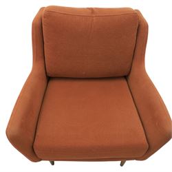 Pair of mid-20th century style chairs upholstered in terracotta fabric