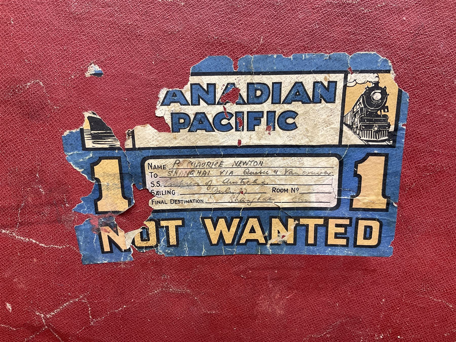 Early 20th century leather suitcase marked to the top 'Major P.M. Newton R.E. Crossways, Bridlington, East Yorkshire' 60 x 40cm; another similar leather suitcase marked W.D. to the lid; three post-WW2 respirators; and three unopened pairs of British Army N.B.C. (Nuclear Biological Chemical) No.1 Mk.III Trousers Protective (8)