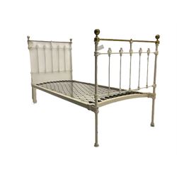 Victorian brass and painted iron single bedstead