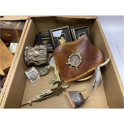 Two A.G Thornton drawing instrument sets in cases, cased sliding rule, inlaid wood box, carved wood bowl and other treen etc