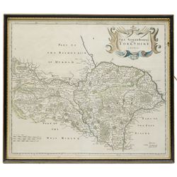 Robert Morden (British c.1650-1703): 'The North Riding of Yorkshire', 17th/18th century engraved map with hand-colouring 37cm x 43cm