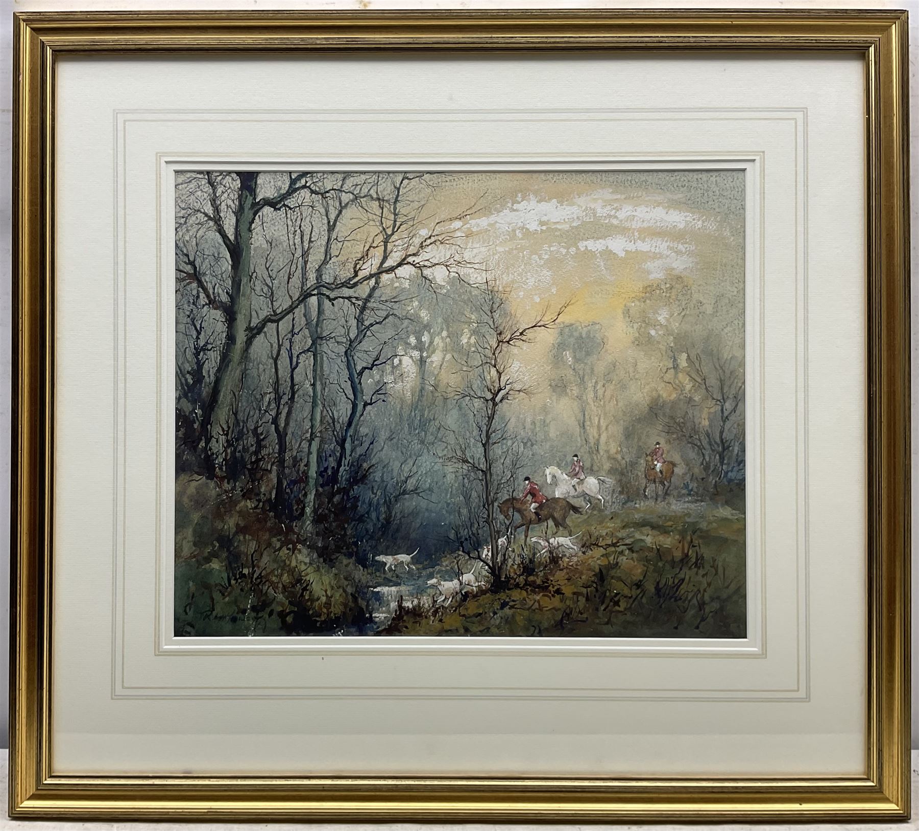 Robert Leslie Howey (British 1900-1981): The Egton Hunt, mixed media signed, titled verso 36cm x 45cm