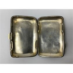 20th century engine turned silver propelling pencil by Johnson, Matthey & Co, stamped London 1956, together with silver cigarette case stamped Birmingham 1904 with engraved foliate decoration, total weight 74g