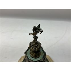 Five Lilliput Lane models from the 'Britain's Heritage' collection, comprising The Royal Albert Hall, Windsor Castle Round Tower, Eros and Nelson's Column and another snowed, all boxed