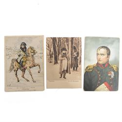 Three postcards of Napoleon, comprising JOB as L'Empereur, Napoleon in Chasseur a Cheval d...