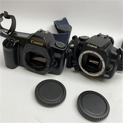 Two Canon camera bodies 'Canon EOS 350D Digital' and 'Canon EOS 1000', five camera lenses including Sigma, Yongnuo and Canon and various other camera accessories 