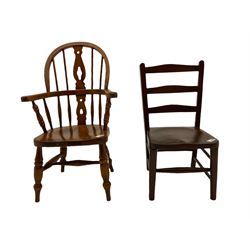 Child's stained beech Windsor chair and a child's elm ladder back chair