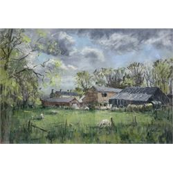 Angus Bernard Rands (Yorkshire 1922-1985): English Farmstead, pastel signed 39cm x 60cm 