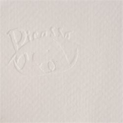 After Pablo Picasso (Spanish 1881-1973): Woman with Joined Hands, limited edition lithograph numbered 131/200 in pencil, with facsimile signature and blindstamp 70cm x 50cm (unframed)