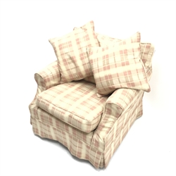  Modern armchair upholstered in a chequered fabric, W90cm