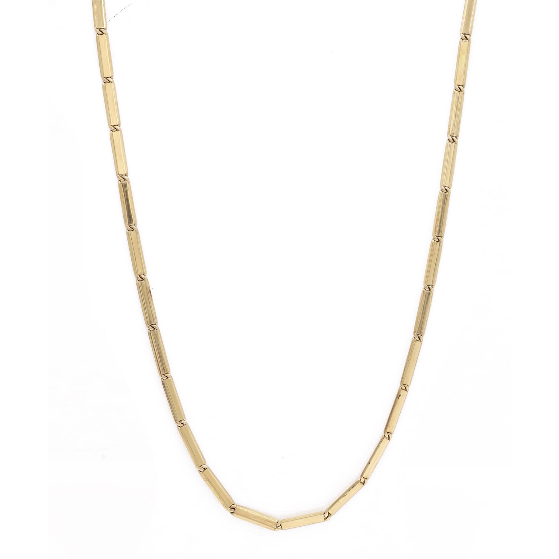 Gold rectangular link chain necklace stamped 585 and 375