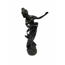 Late 20th century bronze figure modelled as a female figure upon a naturalistically modelled base, H35cm