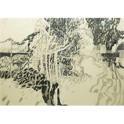 Ian Fothergill (British Mid-20th century): Abstract Reflections, pencil sketch signed and Summer '70, 54cm x 76cm