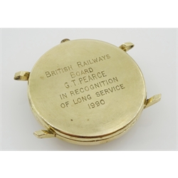 Mappin & Webb gentleman’s 9ct gold quartz wristwatch, with
date aperture, inscribed verso ‘British Railways Board’ 