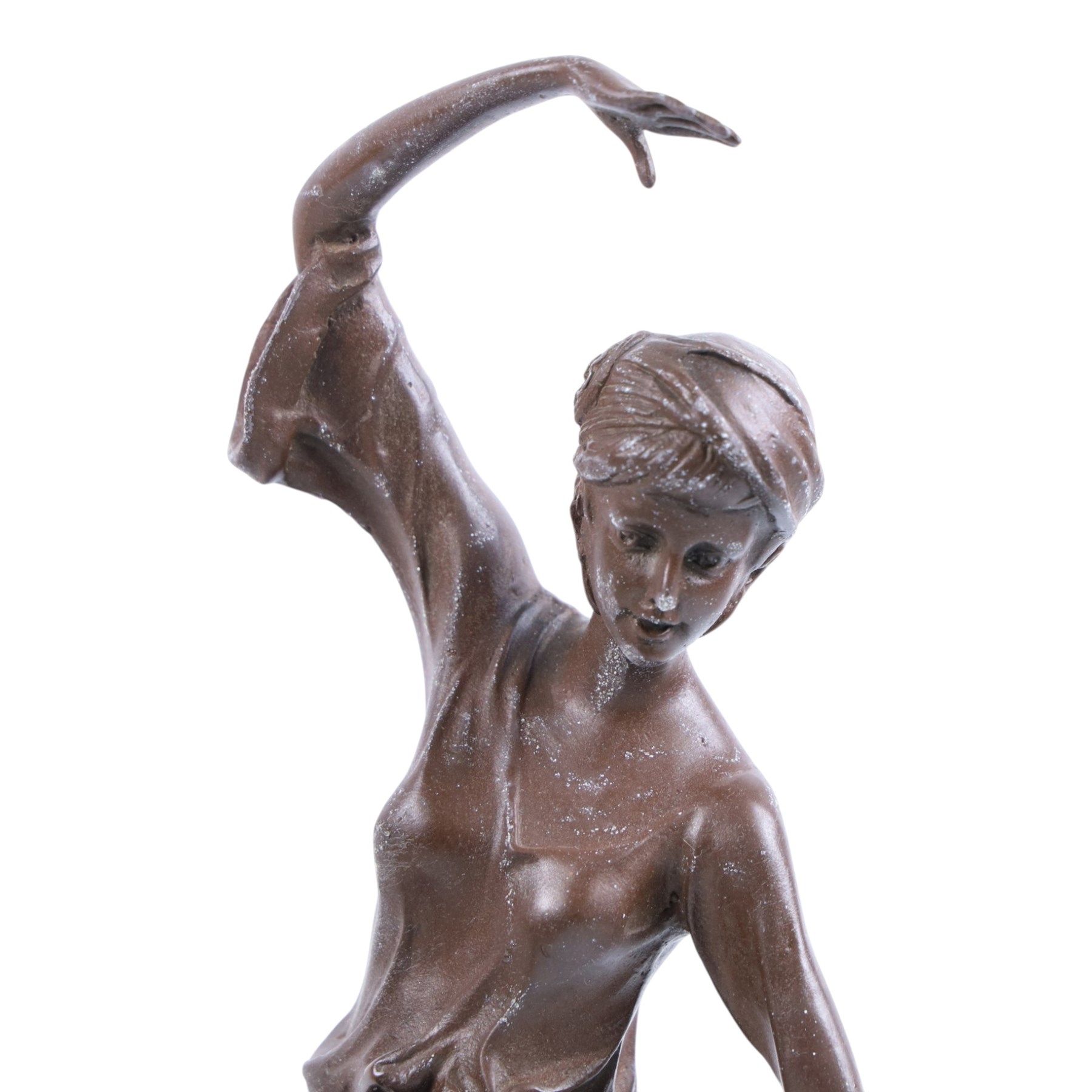 Art Deco-style bronze of a dancing girl on marble plinth base, H46cm