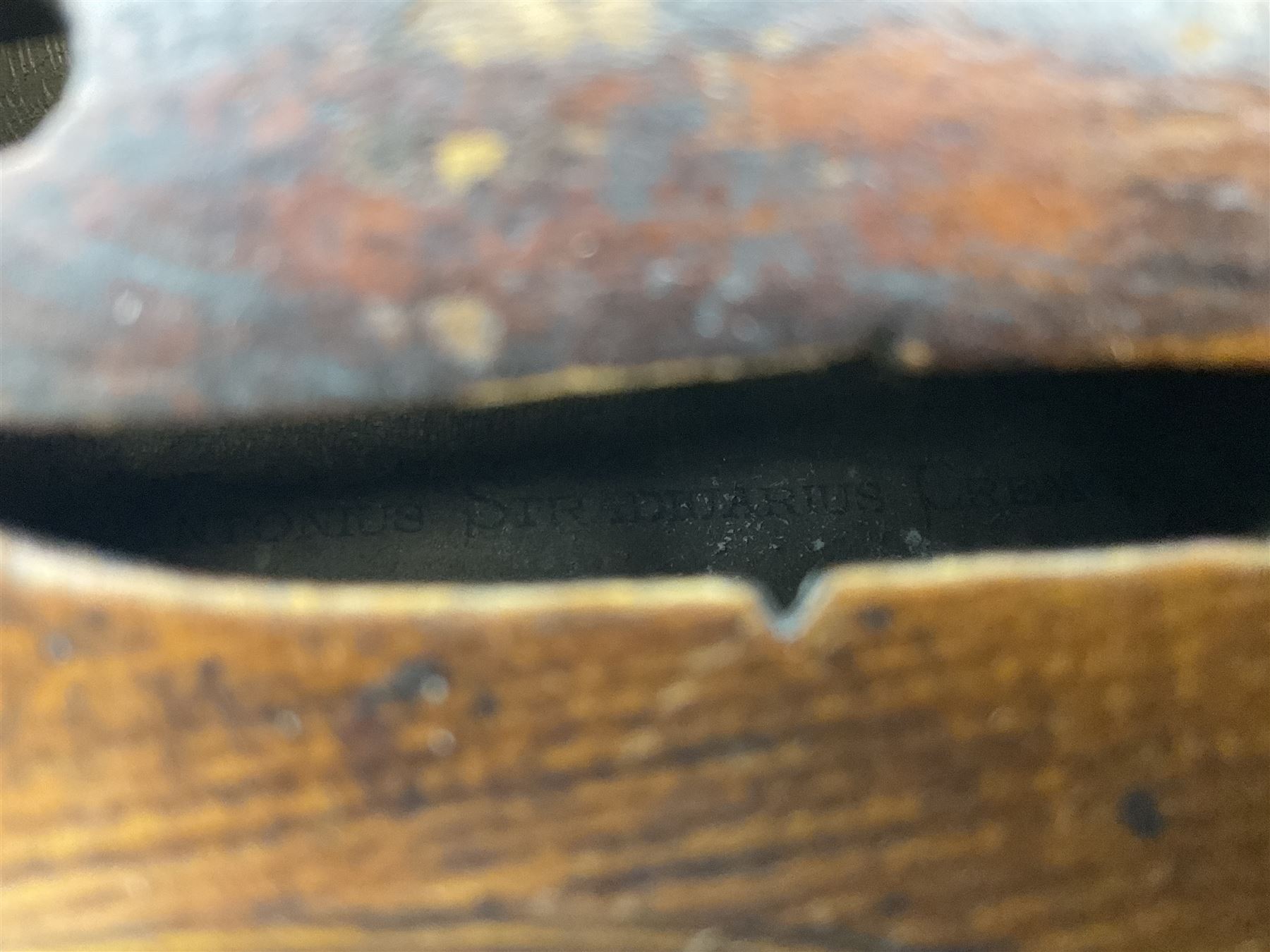 Chinese Parrot violin with 35.5cm two-piece back; L59.5cm in carrying case; and early 20th century German violin for restoration; bears label 'Antonius Stradivarius Faciebat Anno 1730'; cased with bow (2)