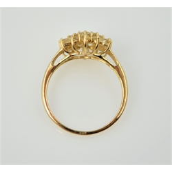  9ct gold stone set cluster ring hallmarked and two dress rings  