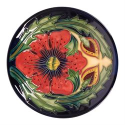 Two Moorcroft Amemnoe pattern bowls, together with a Anna Lily pattern dish, largest bowl D13cm