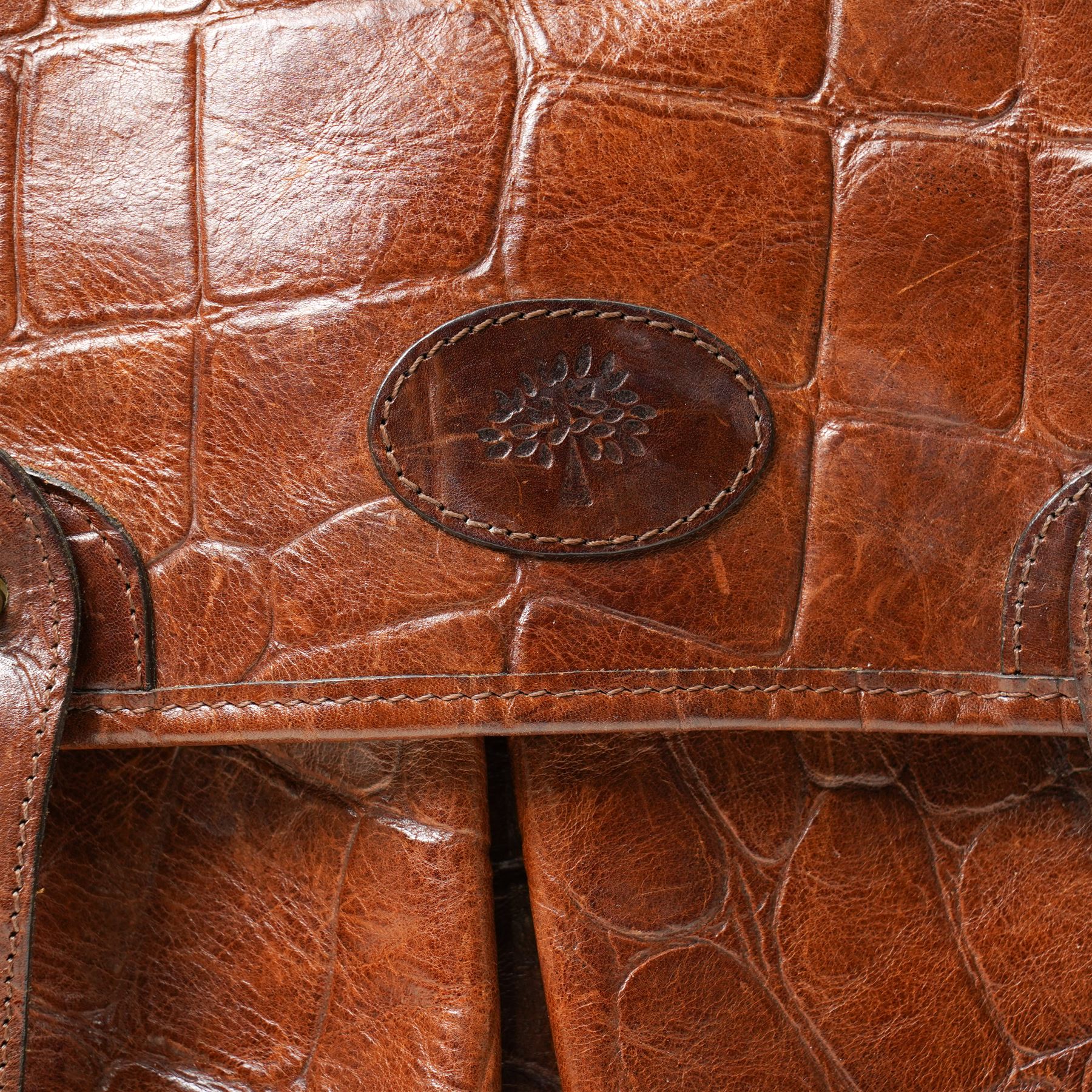 Mulberry brown Congo leather cross-body satchel / briefcase, with long adjustable strap, serial no. 723372, W37cm approx