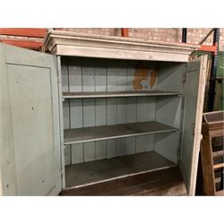 Victorian scumbled and painted pine cupboard, projecting cornice over two panelled doors with moulded slips, fitted with two shelves - THIS LOT IS TO BE COLLECTED BY APPOINTMENT FROM THE OLD BUFFER DEPOT, MELBOURNE PLACE, SOWERBY, THIRSK, YO7 1QY