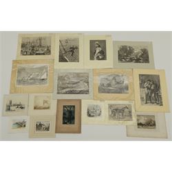 Extremely large quantity of unframed mainly 19th century engravings, approx. 12 mounted, approx. 100 housed in a ring-binder; together with a copy of 'Stone Monuments, Tumuli and Ornaments of Remote Ages' by JB Waring, 'London and its Vicinity' by George Cooke, and 'L'Allegro and Il Penseroso' by John Milton (qty)