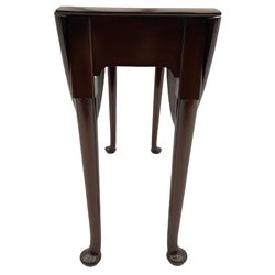 Georgian mahogany dining table, oval drop leaf top, on gateleg action base, cabriole supports with pad feet  