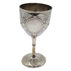  Victorian silver goblet embossed decoration by Thomas Tongue Birmingham 1878 approx 5oz  