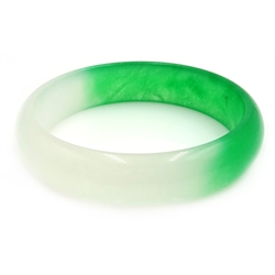  Two tone apple green and ice colour jade bangle  