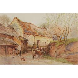 Joshua Fisher (Liverpool 1859-1930): 'Farmyard at Bidston Cheshire', watercolour signed, titled and dated 1911 verso 18cm x 26cm
