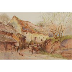 Joshua Fisher (Liverpool 1859-1930): 'Farmyard at Bidston Cheshire', watercolour signed, titled and dated 1911 verso 18cm x 26cm
