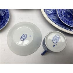Copeland Spode Italian pattern tea and dinner wares, including hor d'oeuvres dish, tureen and cover, coffee pot, six coffee cans and saucers, etc, all with blue printed marks beneath (40)