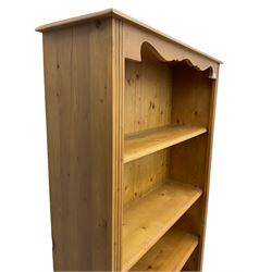 Tall solid pine open bookcase