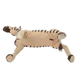 Karen Trower: two zebra sculptures, with leather sew over wood and metal frames, H48cm