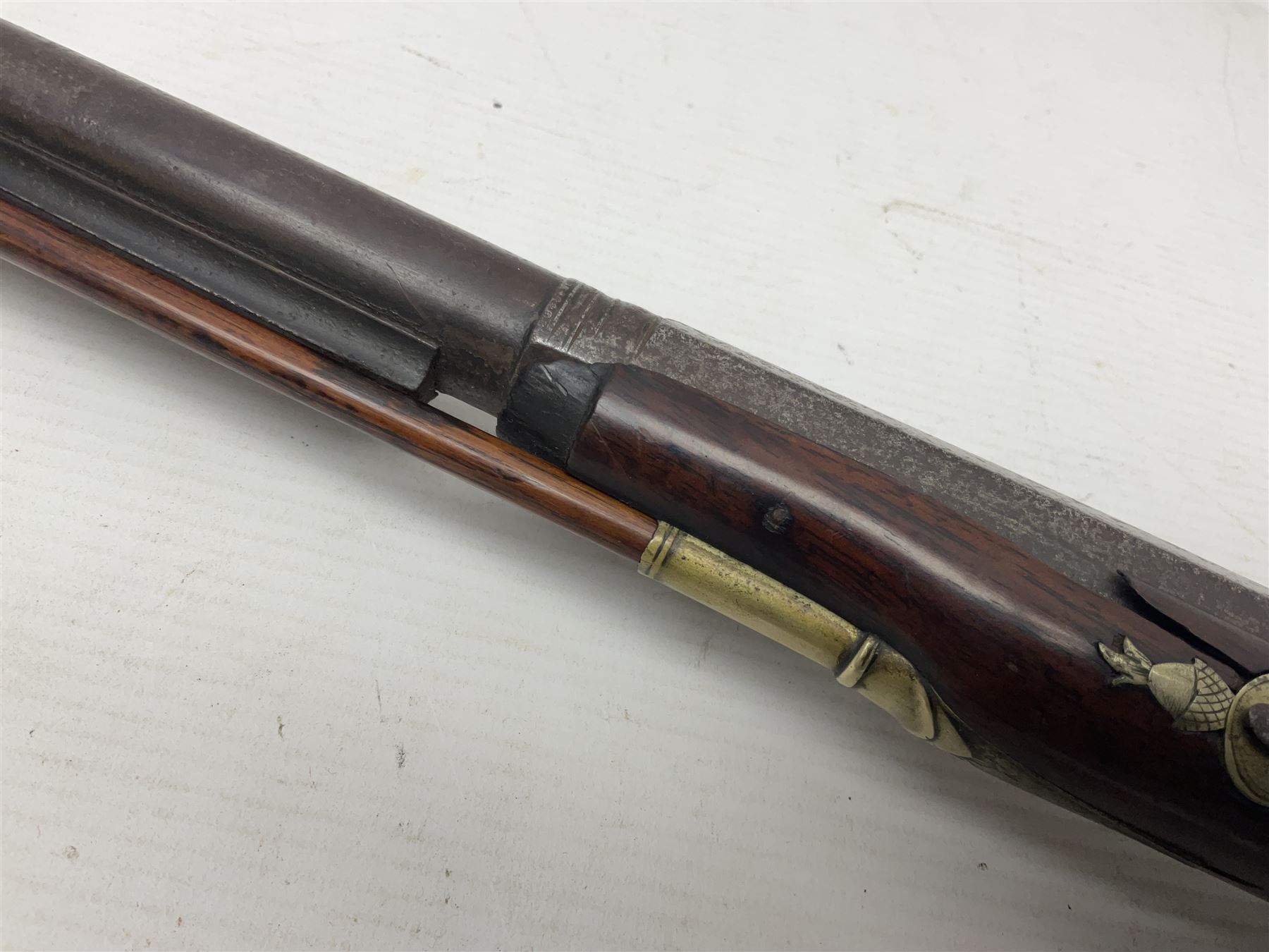 Early 19th century 20-bore flintlock converted to percussion fowling piece by Fisher, the 96.5cm(38