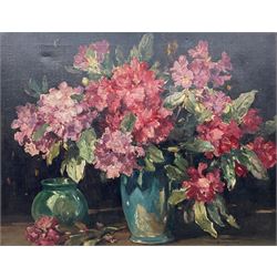 Owen Bowen (Staithes Group 1873-1967): Still Life of Flowers, oil on canvas signed 70cm x 90cm