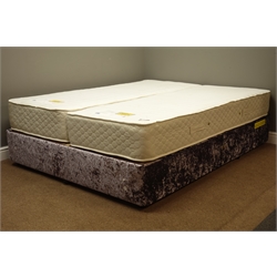  'Mi Bed' electrically twin motor operated adjustable double bed, upholstered in crushed velvet, two single 'Elara' mattresses (This item is PAT tested - 5 day warranty from date of sale)   