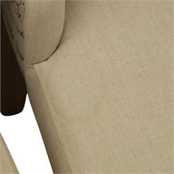 Set of six contemporary button back wingback dining chairs