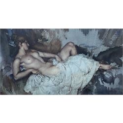 Sir William Russell Flint (Scottish 1880-1969): 'Reclining Nude I', limited edition colour print signed in pencil pub. 1965, 31cm x 58cm
