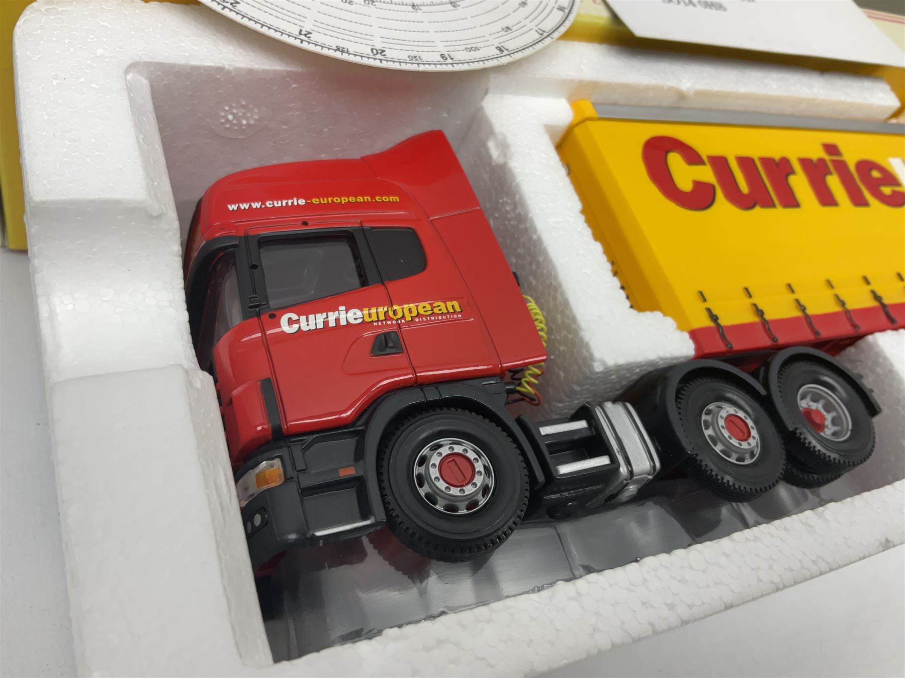 Corgi - three limited edition lorries; CC11905 ERF EC Flatbed Trailer & Log Load Los Millican (Penton) Ltd; CC12102 Renault Premium Curtainside Wm.Armstrong (Longtown) Ltd; and CC12903 Scania Topline Curtainside Currie European Transport; all boxed (3)