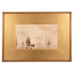 George Weatherill (British 1810-1890): 'Off Robin Hood's Bay', watercolour and pencil unsigned, titled verso 14.5cm x 24.5cm