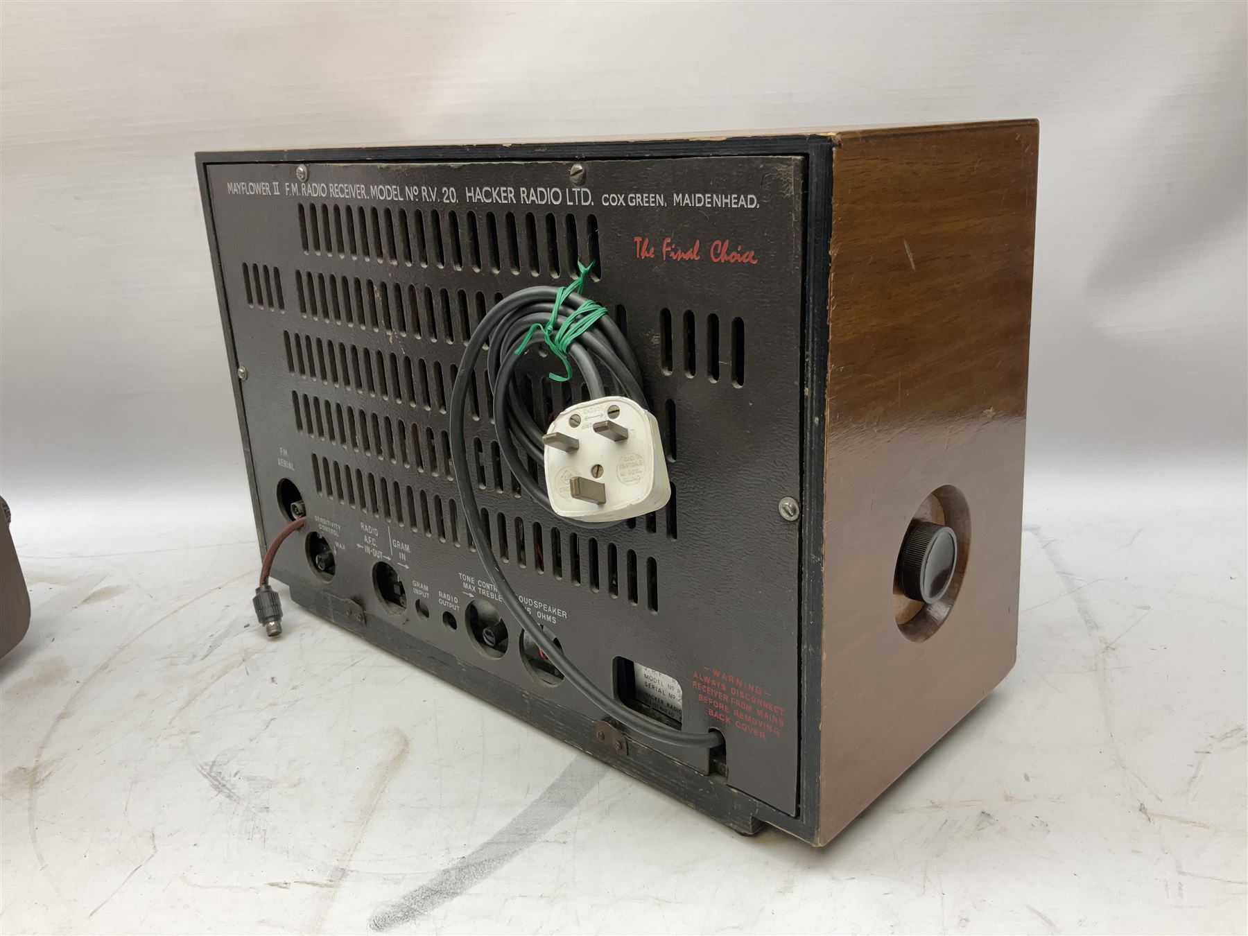 1950s Telefunken Deutschland TFK Model 2663WK radio in mahogany case with Bakelite knobs, Rees Mace Marine walnut cased radio, W50cm H34cm D26cm, together with 1955 Kolster-Brandes KB LR10FM radio and Hacker Mayflower II radio (4)