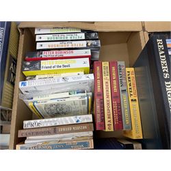 Collection of books to include cookbooks, novels, dictionaries etc, in three boxes  