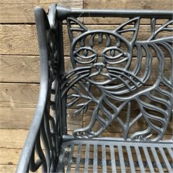 Richard Bawden (1936-2024); - Cat design painted cast iron garden bench