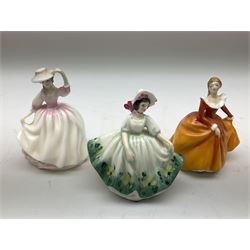 Royal Doulton Peggy Davies collection figures including Cherie HN2341, Debbie HN2400 and Royal Doulton miniature figures, Kirsty HN3213, Sunday Best HN3218, Sara HN3219, Ninette HN3215, Buttercup HN3908 and Fragrance HN3220.