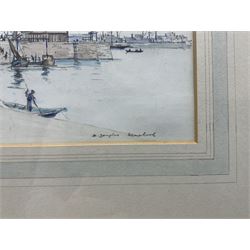 William Douglas Macleod (Scottish 1892-1963): 'Saint Malo from the Môle', watercolour and ink signed and dated '23, 15cm x 26cm 